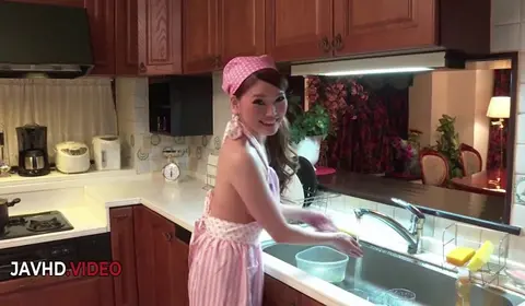 Asian Housewife Performs Blowjob Then POV Sex Session