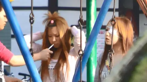 Japanese Girls Spitting in Uncensored Scene